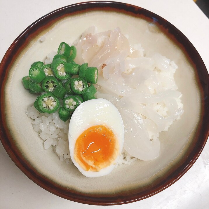 高タンパクでヘルシー♪イカそうめん＆オクラ丼